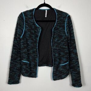Willow & Clay Blazer Womens Medium Textured Wool Blend Unstructured Open Front